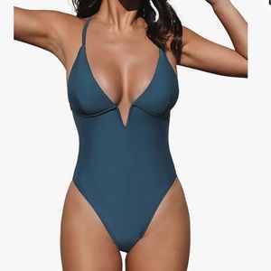 Cupshe Women’s Swimsuit One Piece Swimsuit- Teal